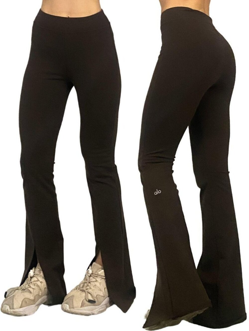alo brown split hem leggings
